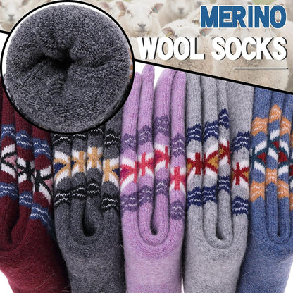 EBMORE Merino Wool Socks for Women Hiking Thermal Warm Winter Thick Boot Cozy Crew Comfy Work Socks for Ladies 5 Pairs