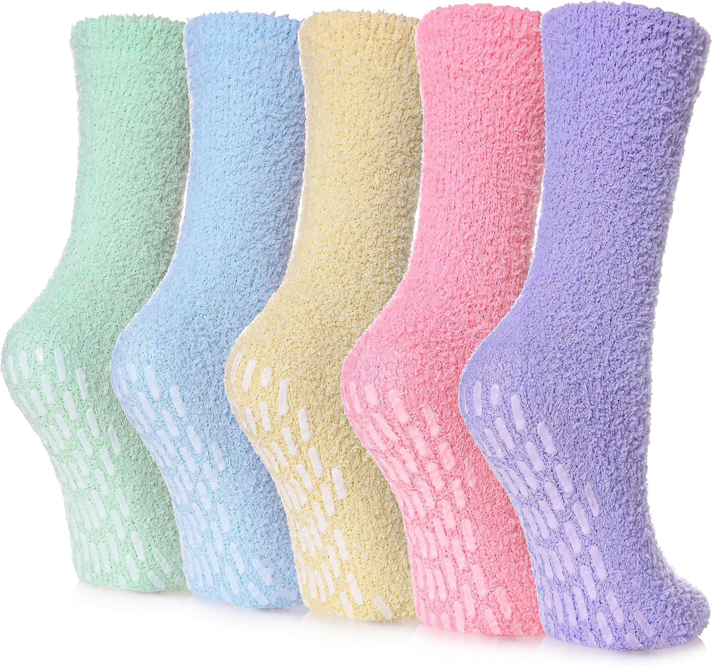 LINEMIN Non-Slip Fuzzy Socks for Women - Cozy Hospital Soft Fluffy Socks With Grips - Winter Warm Slipper