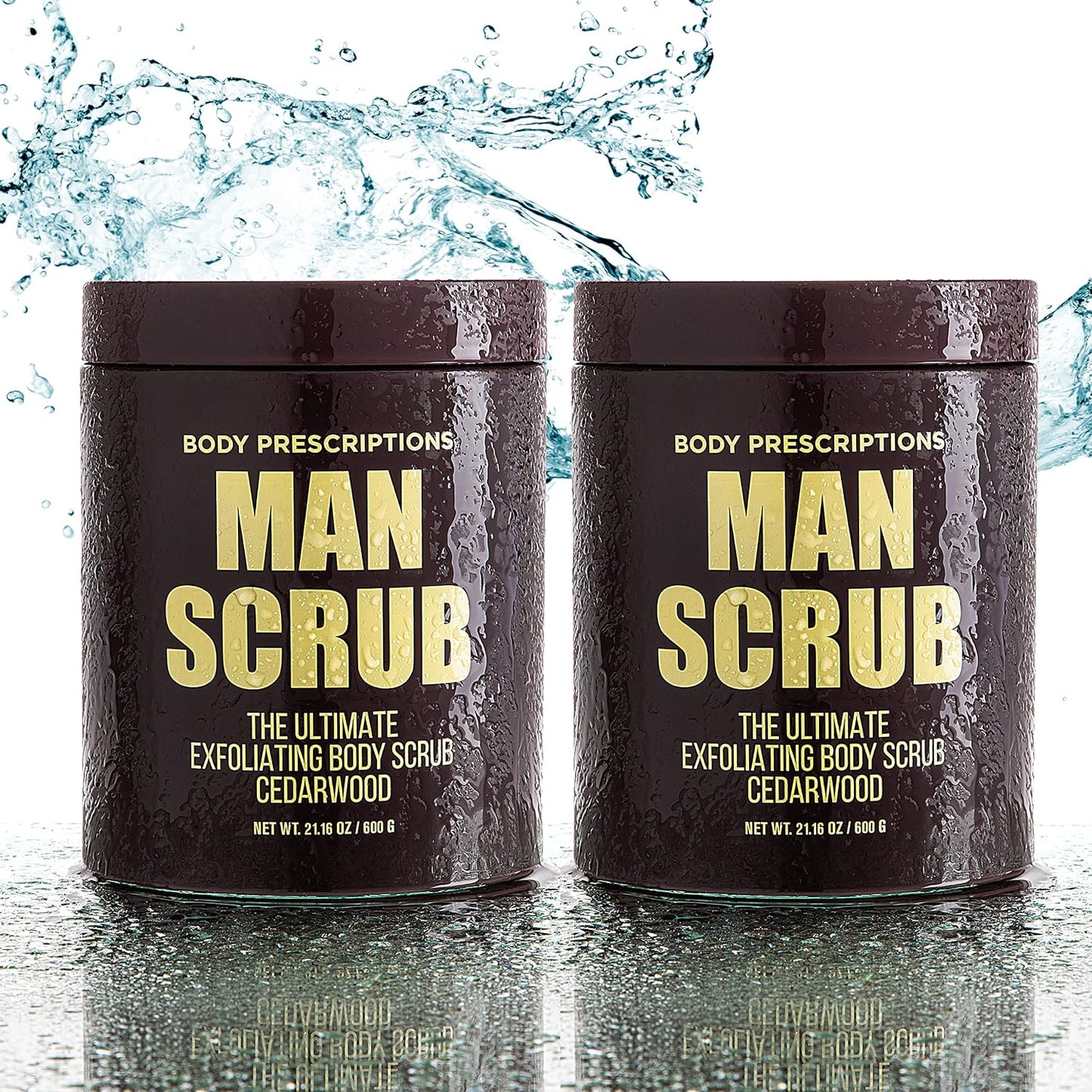 Body Prescriptions Men’s Exfoliating Body Scrub – Ultimate Skin Cleansing Wash in Jar with Twist-Top Lid, For All Skin Types, 21 Ounce (Pack of 1), Cedarwood