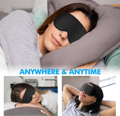 Sleep Eye Mask for Men Women, Lash Extensions 3D Sleeping Mask, Travel Blackout Night Blindfold Eye Shade Cover with Adjustable Strap (Black)