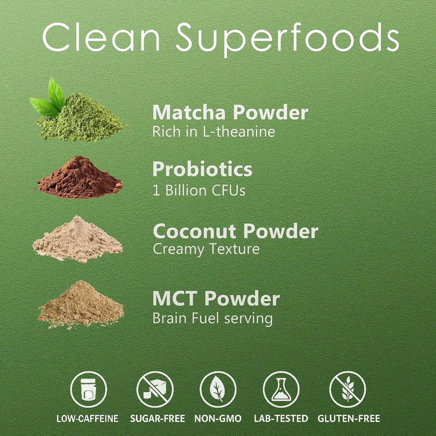 Mushroom Matcha Latte, Ceremonial Matcha Green Tea Powder with 14 Mushrooms, Probiotics and MCT Powder | Lion's Mane, Reishi & Chaga | Instant Latte Mix, Non-GMO, Vegan & Sugar-Free | 6.35 Oz