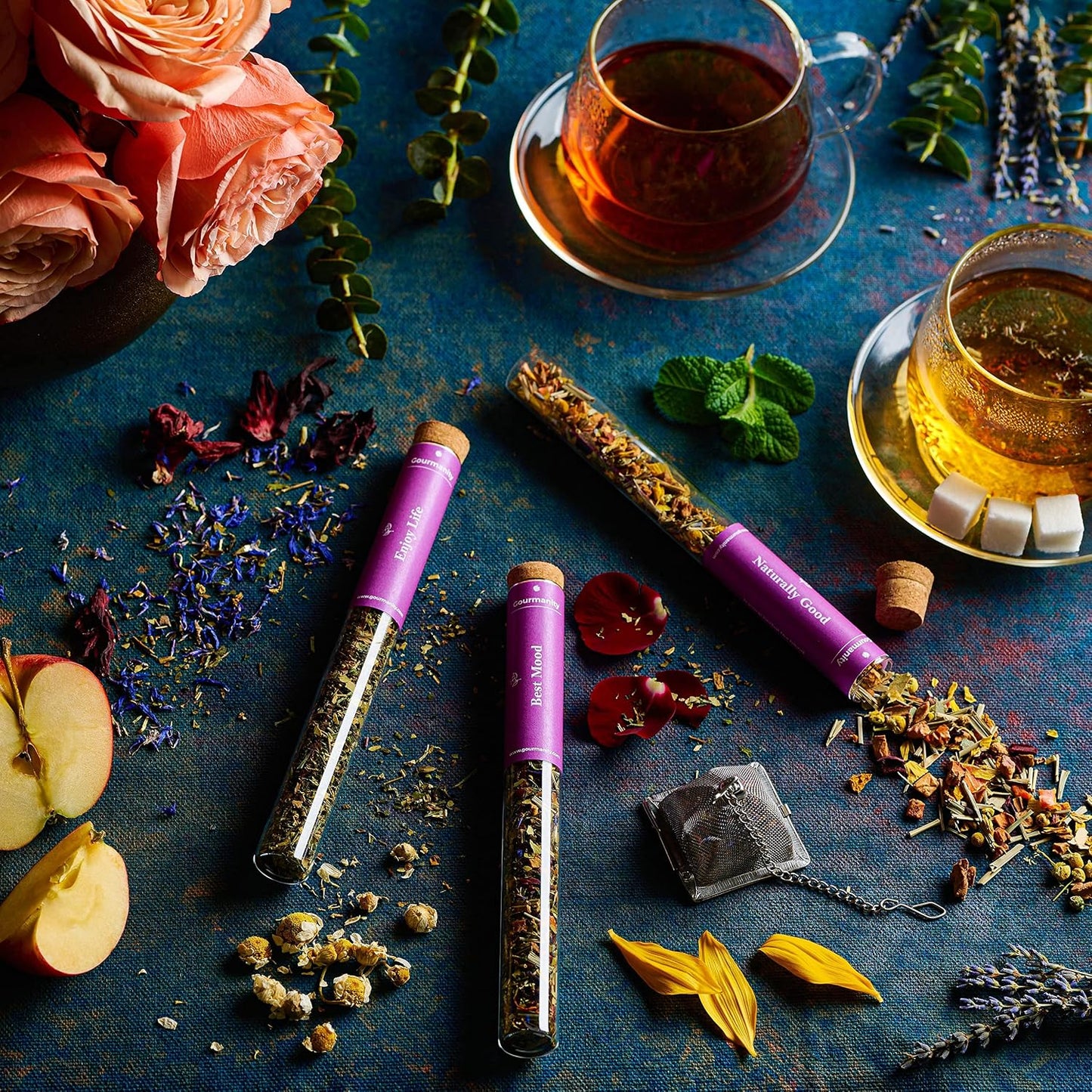 Gourmanity Bedtime Tea Sampler Gift Set, Naturally Calming Herbal Blends, Warm Up and Snuggle Down with our 3 Sleepy Tea Flavors, Product of Austria, 0.74oz