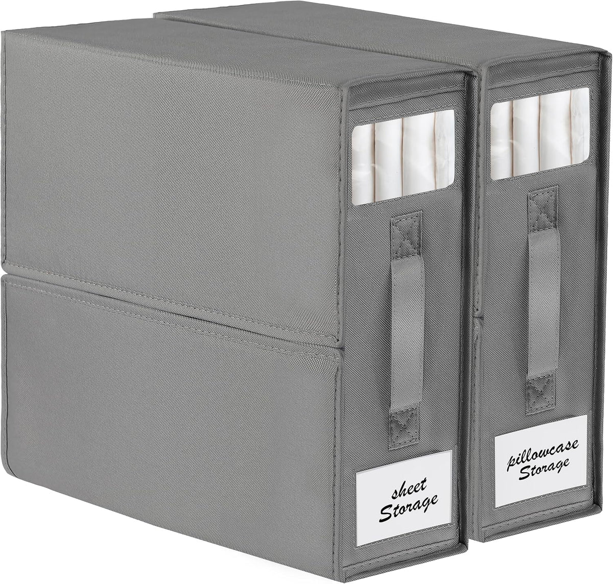 2-Pack Bed Sheet Organizers and Storage, Oxford Grey