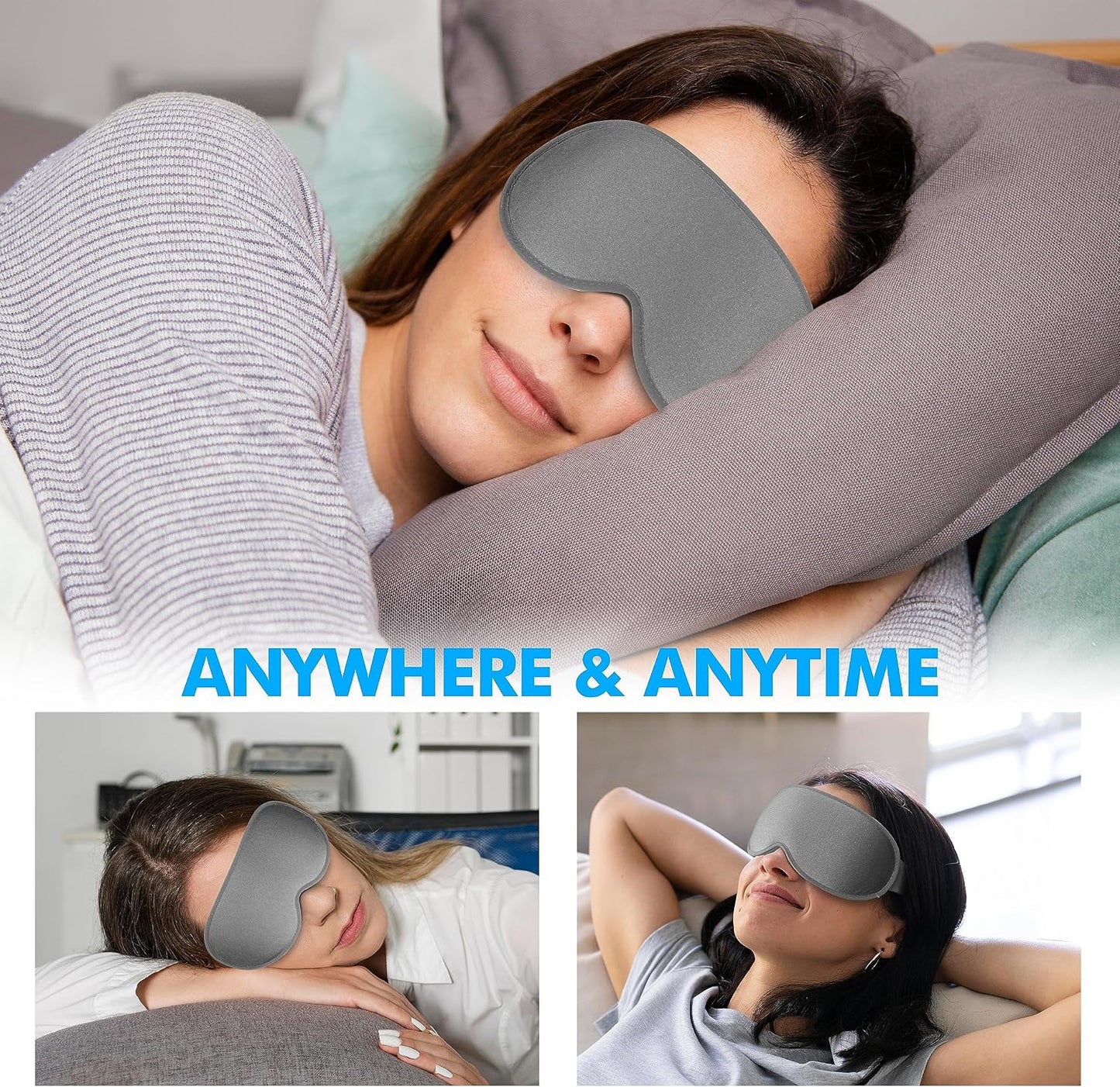 Sleep Eye Mask for Men Women, Lash Extensions 3D Sleeping Mask, Travel Blackout Night Blindfold Eye Shade Cover with Adjustable Strap (Black)