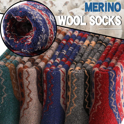 EBMORE Merino Wool Socks for Women Hiking Thermal Warm Winter Thick Boot Cozy Crew Comfy Work Socks for Ladies 5 Pairs