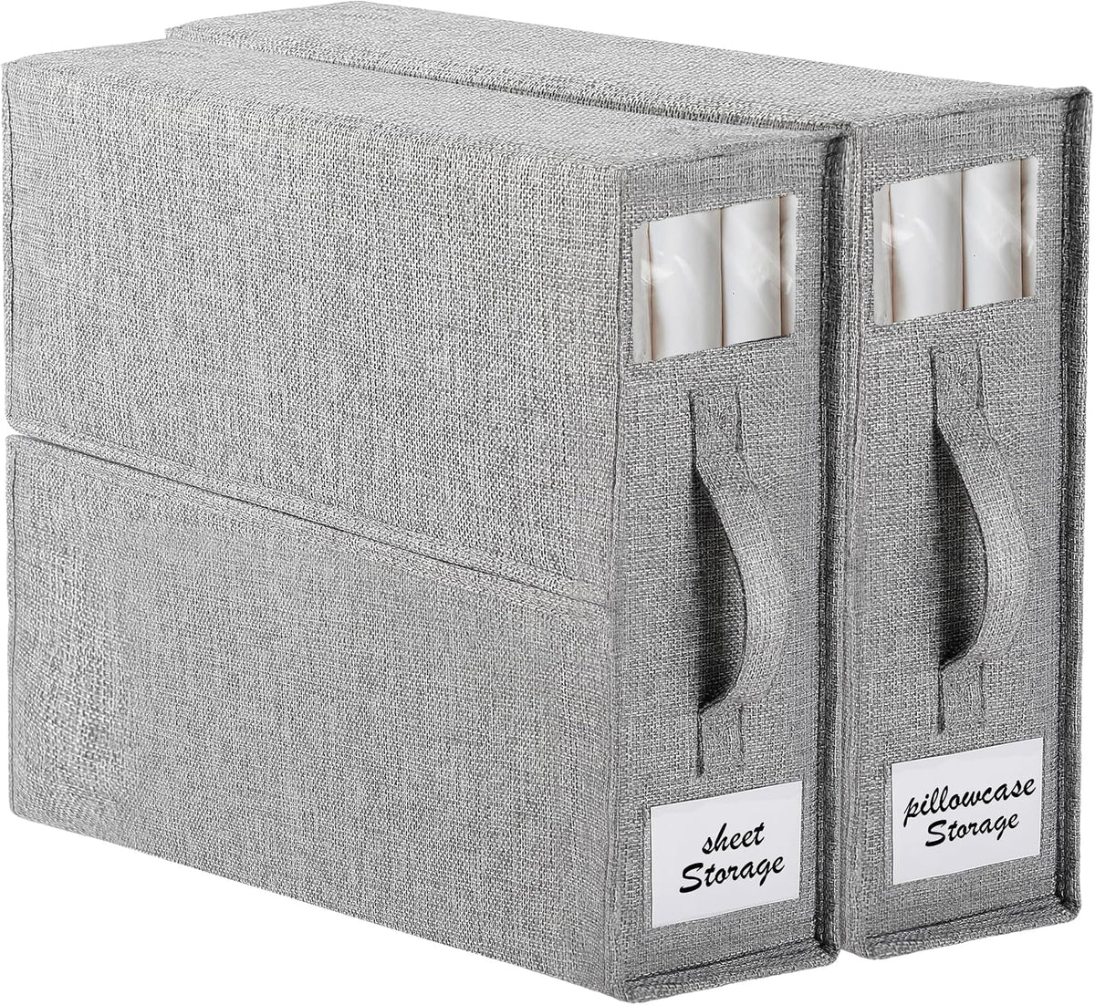 2-Pack Bed Sheet Organizers and Storage, Oxford Grey
