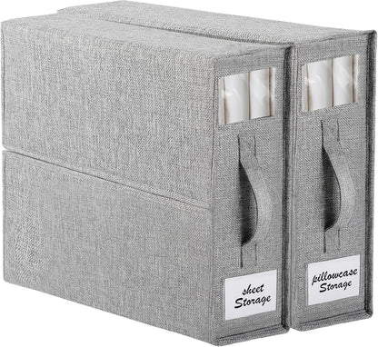2-Pack Bed Sheet Organizers and Storage, Oxford Grey