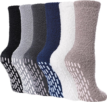 FNOVCO Non Slip Socks for Women Winter Warm Cozy Fuzzy Slipper Socks Soft Fluffy Hospital Socks with Grips